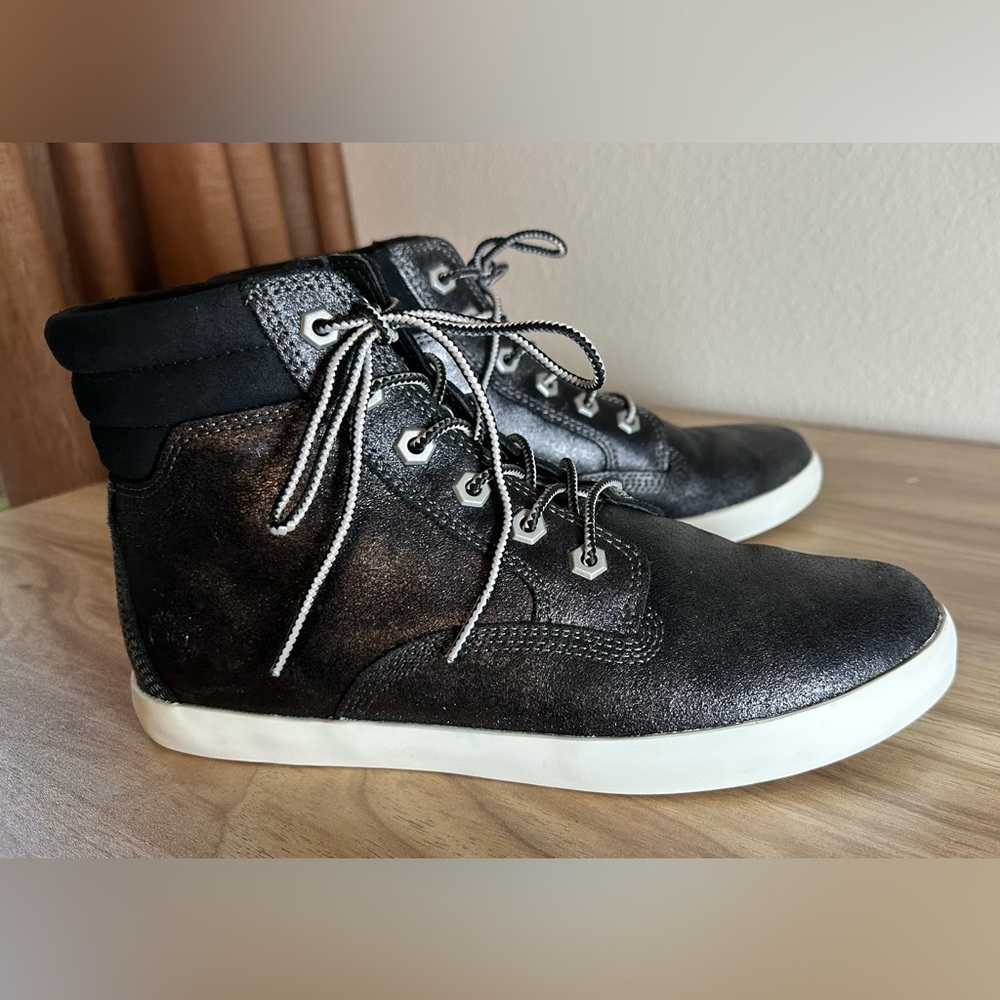 Timberland Dausette Hight Top Sneaker Boot Metallic Black Size 9